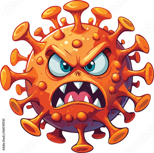Angry Cartoon Virus Character Illustration