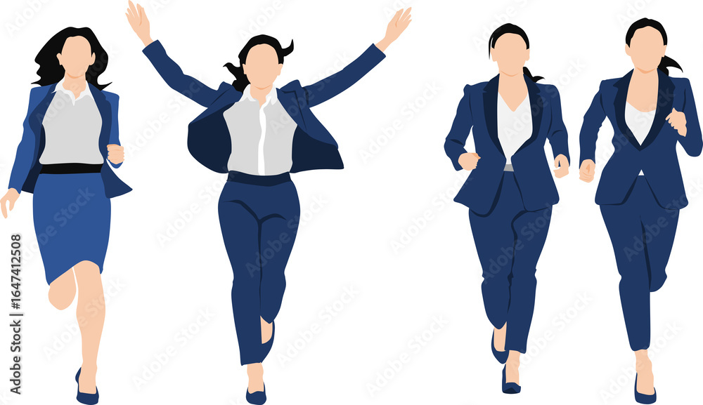Obraz premium 走るビジネスウーマンのイラストセット
