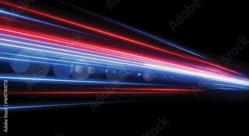Speeding light trails on a black background