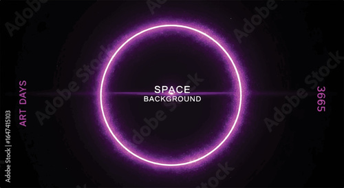 Abstract space background with a glowing neon circle