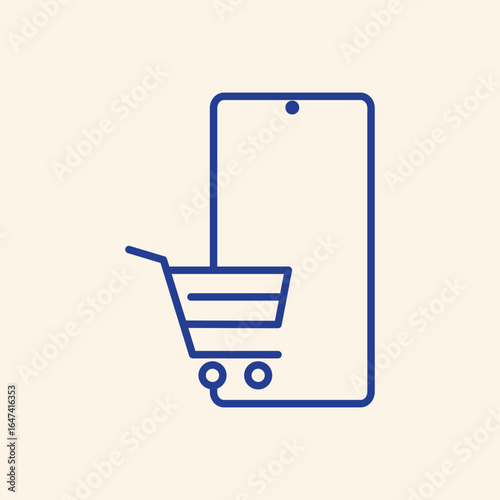 Seamless mobile shopping experience with a virtual cart and smartphone icon