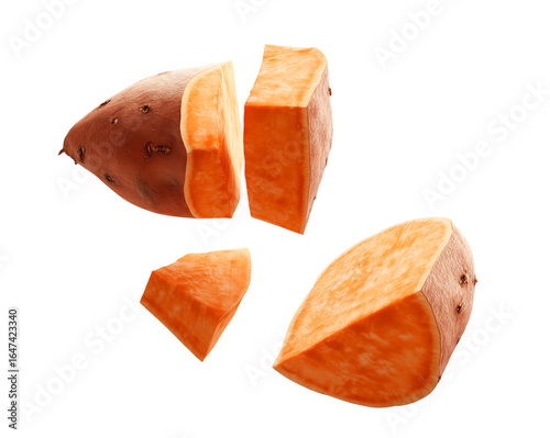 Wallpaper Mural sweet potato pieces floating in the air isolated on a transparent background Torontodigital.ca