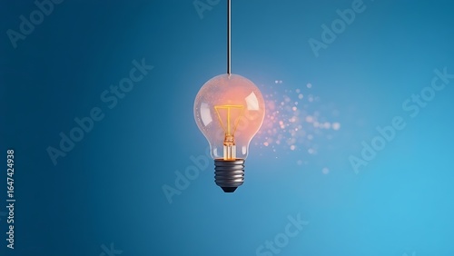 Abstract light bulb shape glowing against a blue backdrop, symbolizing creativity and bright ideas.