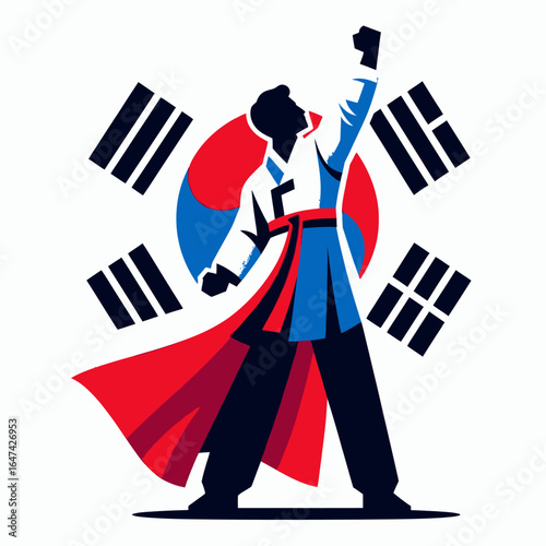 South Korean Independence Spirit Illustration Icon