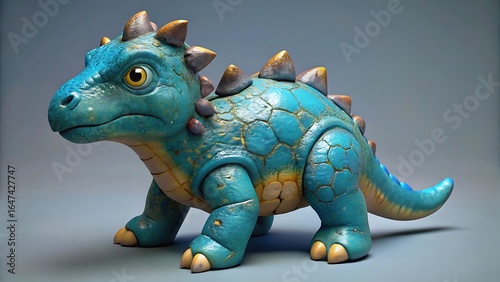 Fototapeta Naklejka Na Ścianę i Meble -  Close up of a blue and brown dinosaur figurine