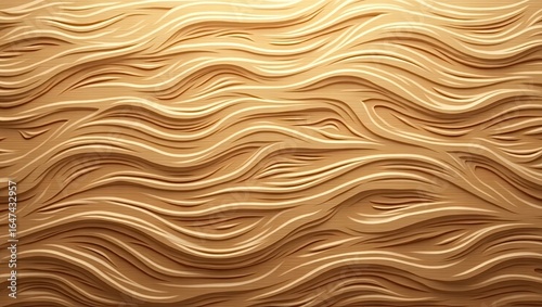 Abstract design with undulating, flowing lines in a light beige tone.