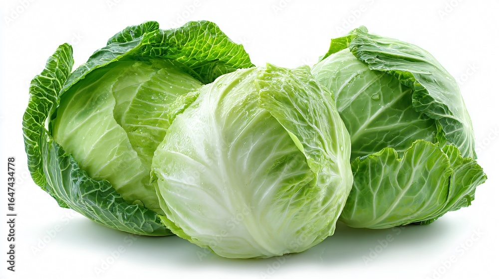 Fototapeta premium Fresh Cabbage Isolated on White Background for Food and Health Concepts