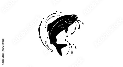 Wallpaper Mural leaping fish silhouette a bold monochrome logo for seafood fishing or aquatic businesses seeking a striking visual identity Torontodigital.ca