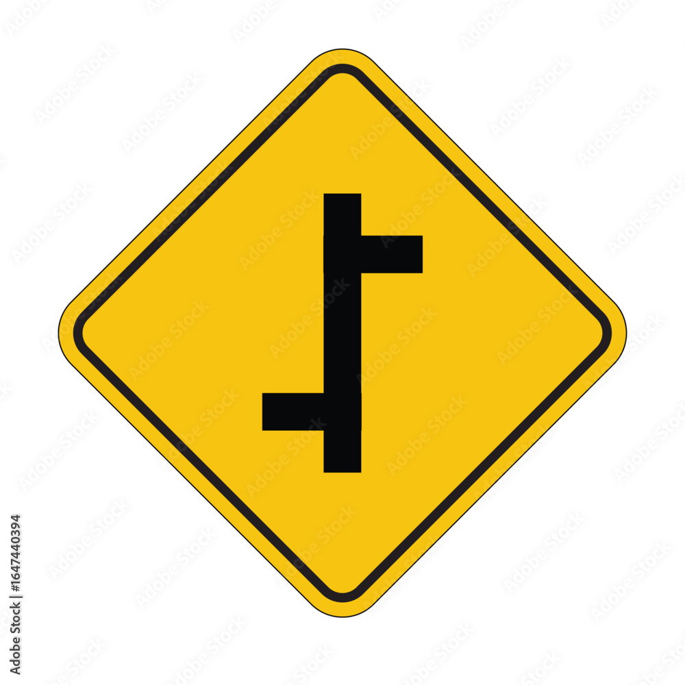 Obraz premium Caution Sign Indicating Roadway Intersection for Drivers Safety