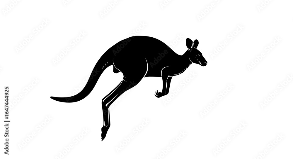 Fototapeta premium powerful kangaroo silhouette leaping forward representing progress speed and australian identity for business branding logos and marketing designs