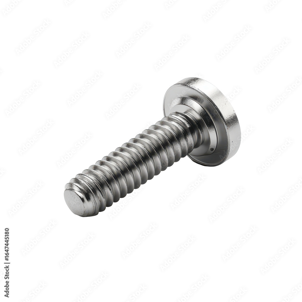 Close-Up of Metal Screw with Smooth Threading and Flat Head on transparent background Close-Up of Metal Screw with Smooth Threading and Flat Head on transparent background