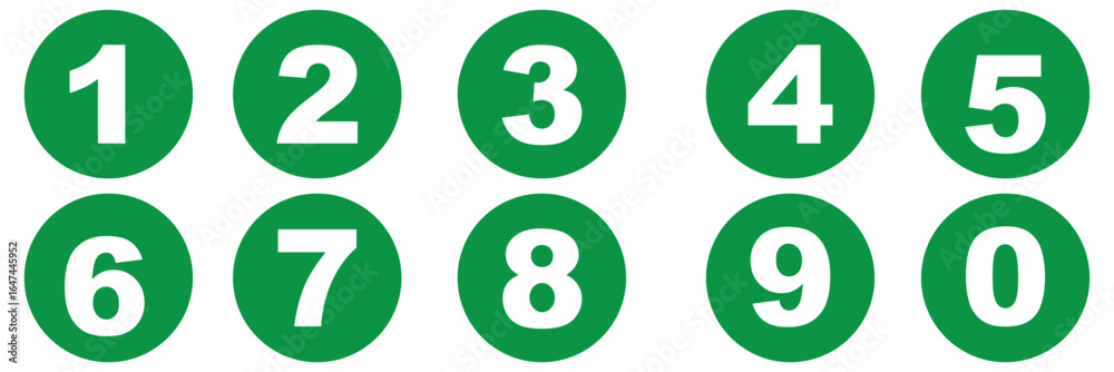 Set of numbers . Number circles set1 to 10 . Set of Round 1-10 numbers icon for education.