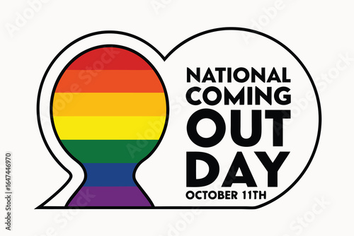 National Coming Out Day Speech Bubble Rainbow Head October 11th head silhouette