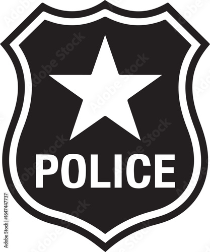 law enforcement badge vector ai eps png jpeg black white star police shield secure authority icon editable premium