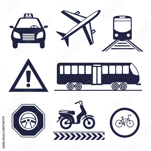 Transport and Vehicles Icon Set - Adobe Illustrator Artwork
