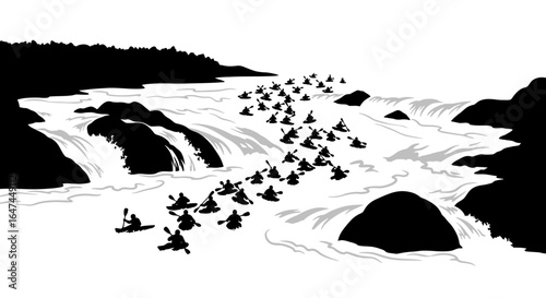 kayak team navigating whitewater rapids conquering challenges together teamwork in action adventure and success