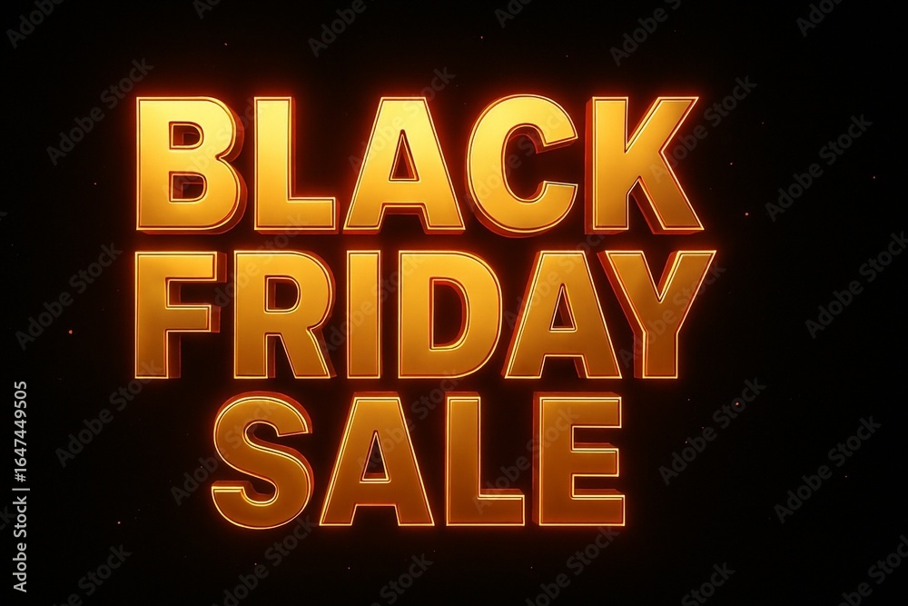 Obraz premium Golden Black Friday Sale announcement with fiery glow and sparkling effects perfect for promotions
