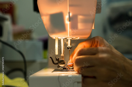 close up of sewing machine