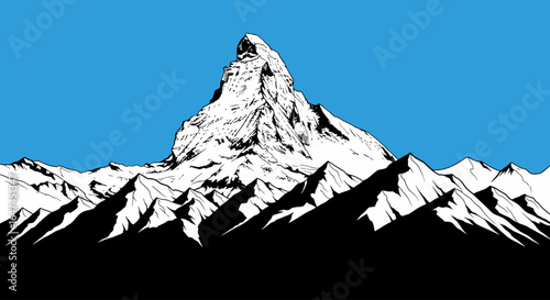 majestic matterhorn a striking black and white mountain illustration perfect for travel adventure and swissthemed designs