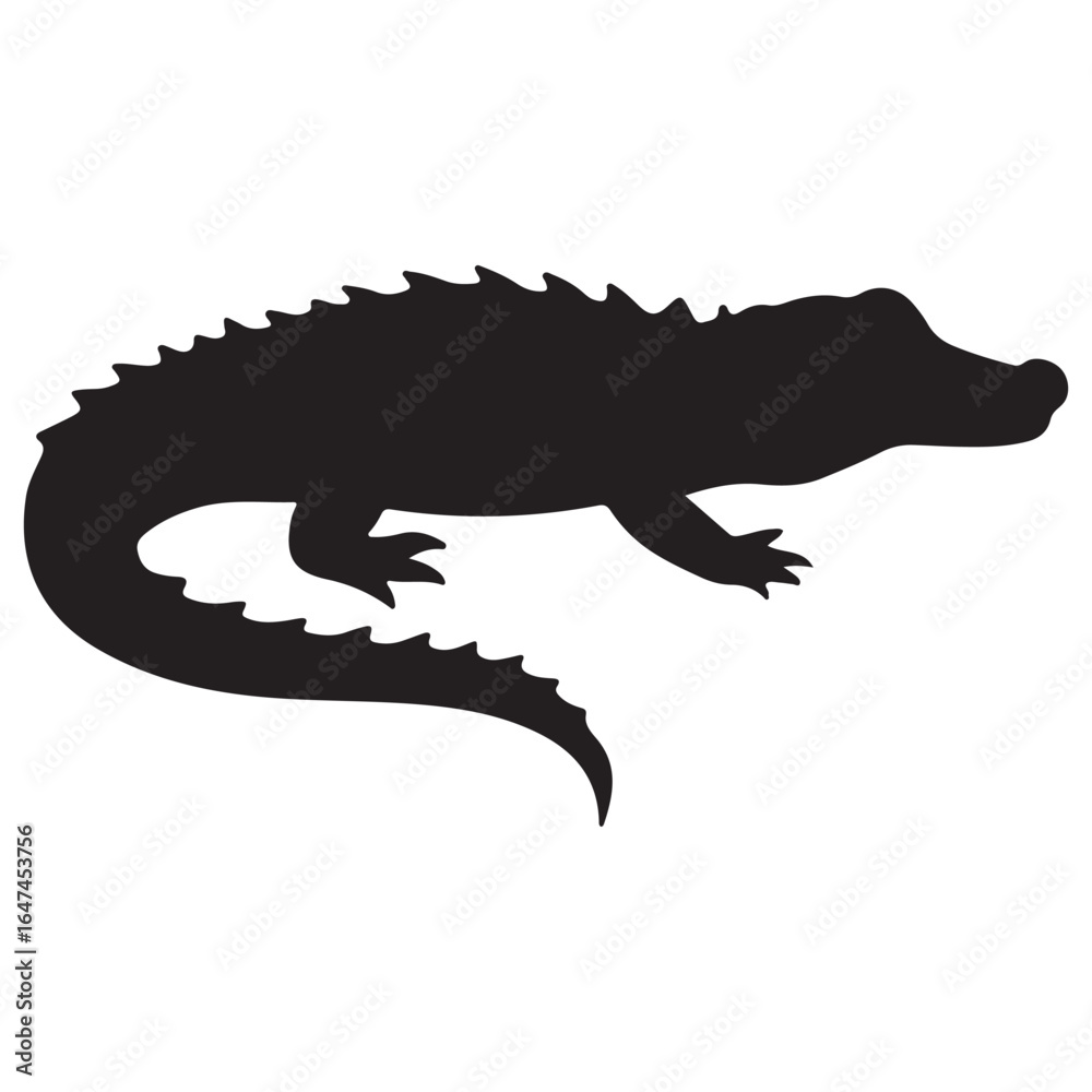 Naklejka premium Black Crocodile Silhouette Vector for Wildlife Design Projects