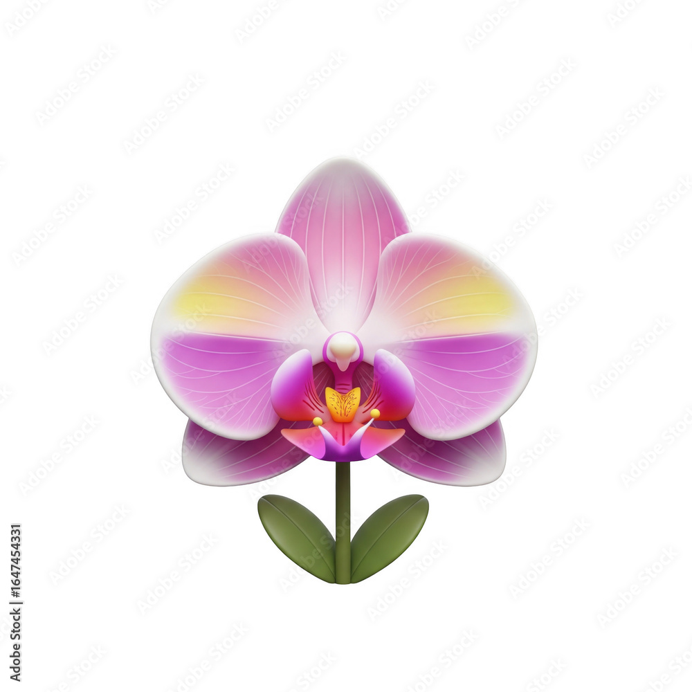 Fototapeta premium Elegant orchid blossom illustration against a stark black backdrop, showcasing its detailed features