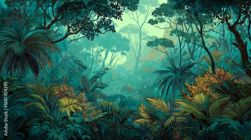 Lush Jungle Border Nature Background - Vibrant Vegetation Photography
