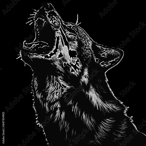wolf howling at the moon