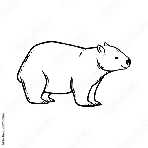 Vector Illustration Of Back and white Wombat Silhouette – Isolated on White Background
