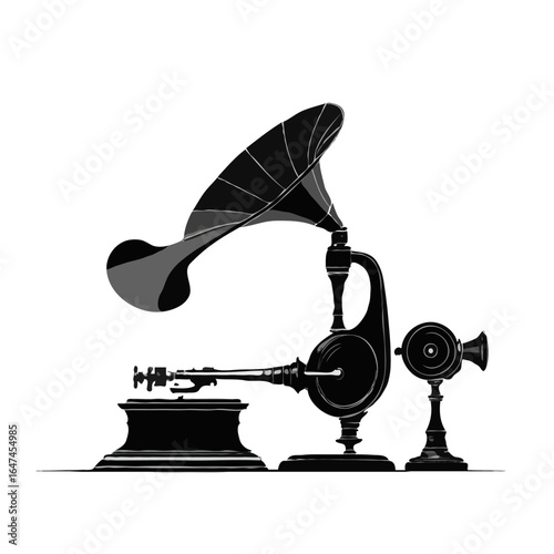 old gramophone isolated on white background