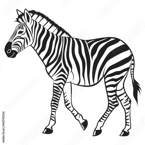 Vector Illustration Of Back and white Zebra Silhouette – Isolated on White Background