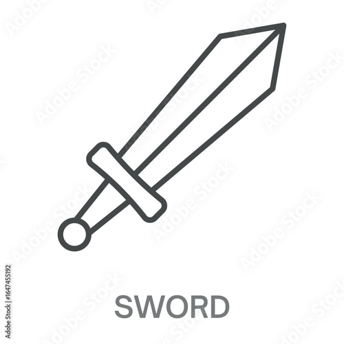 Sword Simple Style Design Outline Symbol Illustration