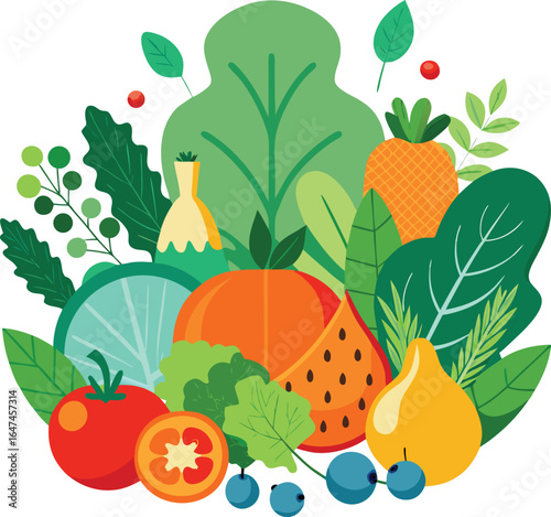 Fresh Plant-Based Foods – World Vegan Day Illustration
