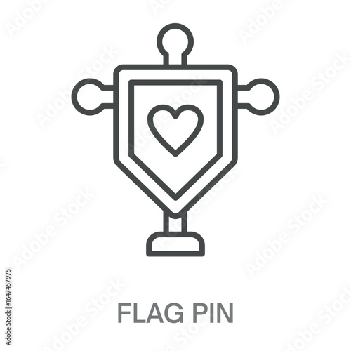 Flag Pin Simple Style Design Outline Symbol Illustration