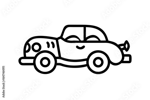 Cartoon style vintage car silhouette with exaggerated features on a white background cartoon car vintage automobile