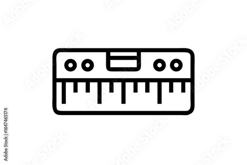 Flat style vector silhouette of a black electric keyboard with white keys musical instrument