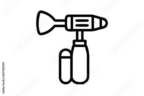 Stylized Vector Silhouette of Reflex Hammer and Otoscope on White Background medical equipment doctor