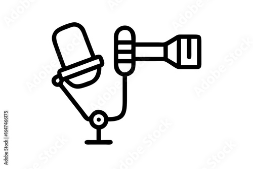 Vintage Microphone Silhouette on White Background retro studio