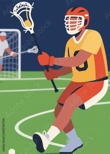 lacrosse sports players Illustrator Artwork design template poster