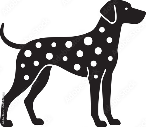 Dalmatian Dog Icon: Vector Silhouette, Simple Black and White Sign, Elegant Pet Symbol
