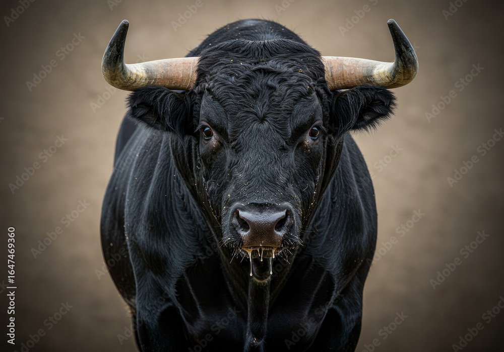 Naklejka premium Black and white bull