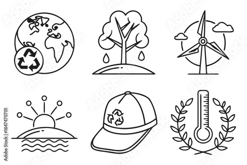 Vector art of ecology and environment icons isolated on white