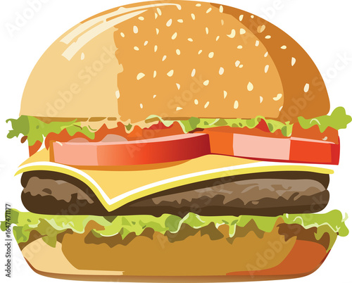 delicious hamburger on a clean white background