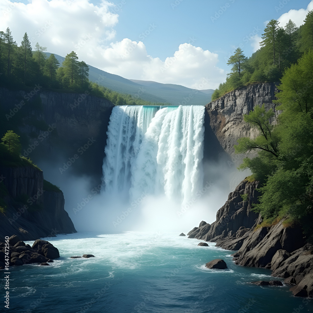 Fototapeta premium waterfall in the middle of the mountains