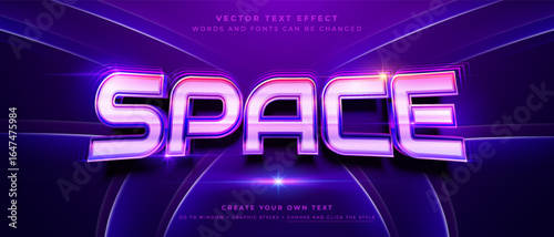 Space text effect on futuristic blue background