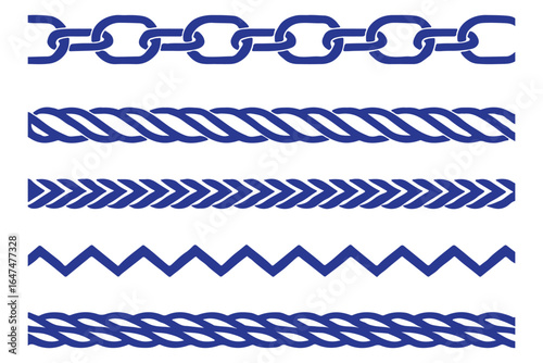 Seamless rope brush Strokes set for illustrator