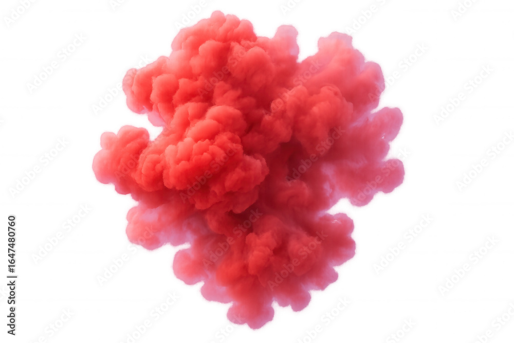 Obraz premium Red smoke cloud is expanding on a transparent background, creating a vibrant and ethereal effect