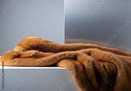 Luxurious brown mink fur draped elegantly