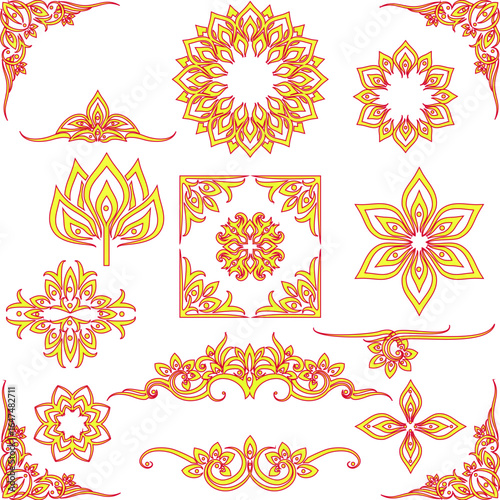 Vintage gilded floral motifs adorning the corners