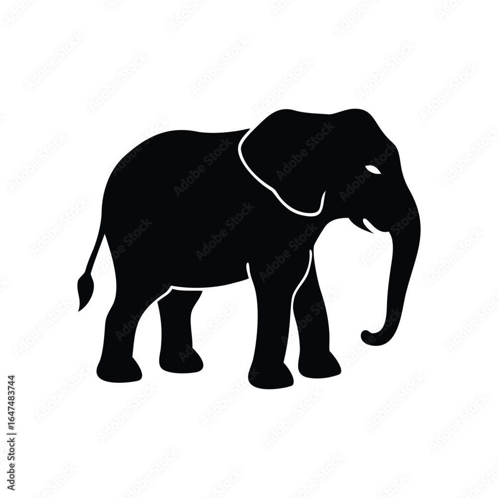 Fototapeta premium Silhouette of an african elephant walking