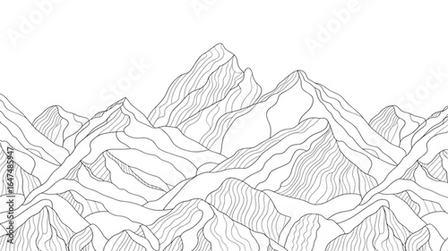 Abstract pixelated mountain range in black white and gray tones